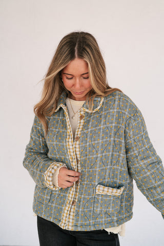 Sage Stone Polka Dot Quilted Jacket