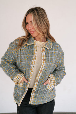 Sage Stone Polka Dot Quilted Jacket