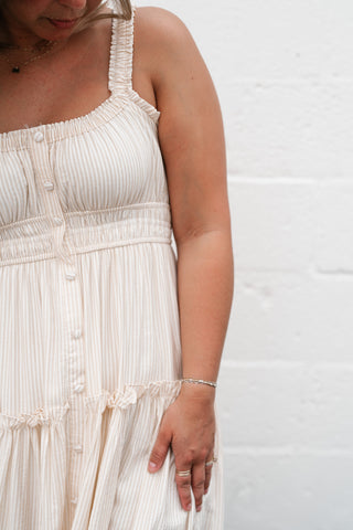 Sweet Lemon Pinstripe Midi Dress