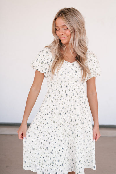 Forget Me Not Balloon Sleeve Dress