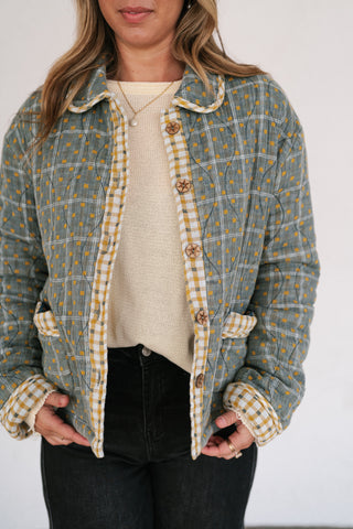 Sage Stone Polka Dot Quilted Jacket