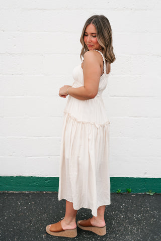 Sweet Lemon Pinstripe Midi Dress