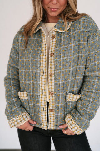 Sage Stone Polka Dot Quilted Jacket
