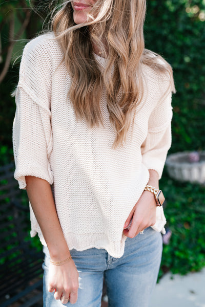 Good To Be Back Knit Top - Cream