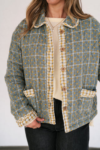 Sage Stone Polka Dot Quilted Jacket