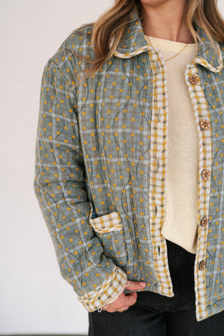 Sage Stone Polka Dot Quilted Jacket