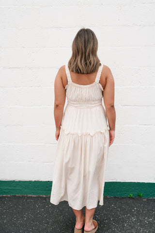 Sweet Lemon Pinstripe Midi Dress