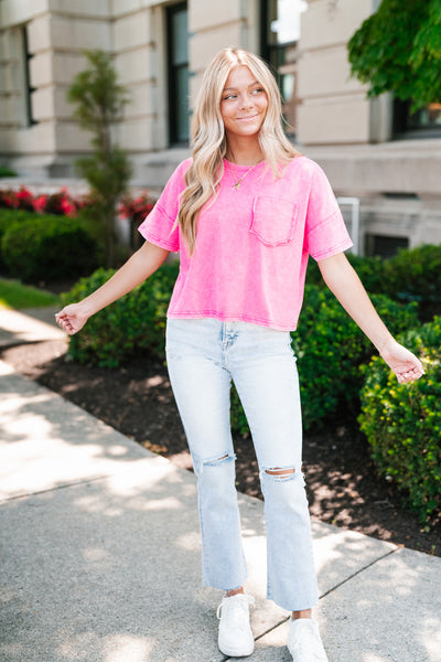 Sitting In The Sun Mineral Wash Tee - Pink