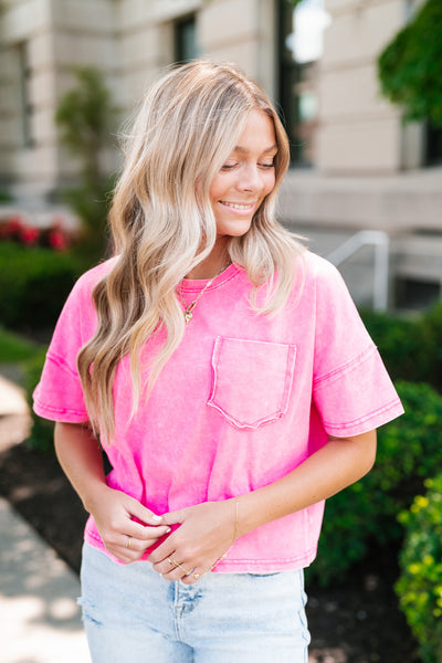 Sitting In The Sun Mineral Wash Tee - Pink