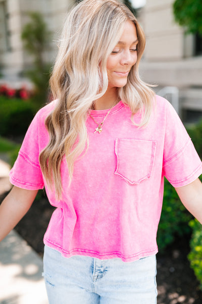 Sitting In The Sun Mineral Wash Tee - Pink