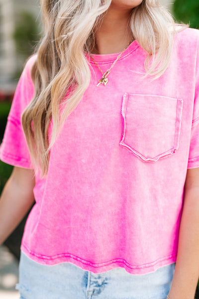 Sitting In The Sun Mineral Wash Tee - Pink