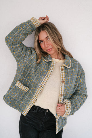Sage Stone Polka Dot Quilted Jacket