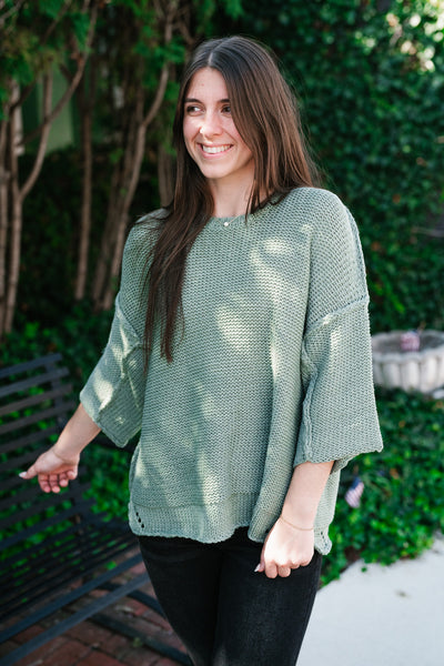 Good To Be Back Knit Top - Sage