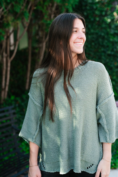 Good To Be Back Knit Top - Sage