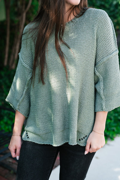 Good To Be Back Knit Top - Sage