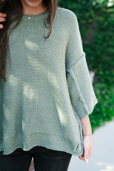 Good To Be Back Knit Top - Sage