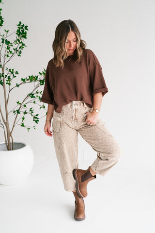 Birchwood Waffle Knit Top - Brown
