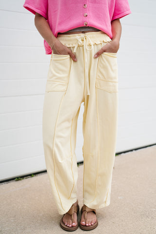Daily Styled Barrel Leg Pant - Butter Yellow