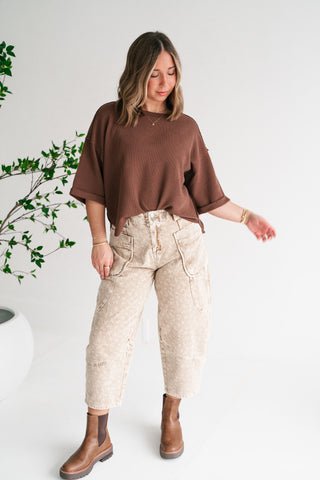 Birchwood Waffle Knit Top - Brown