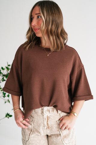 Birchwood Waffle Knit Top - Brown