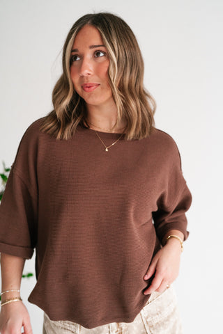 Birchwood Waffle Knit Top - Brown