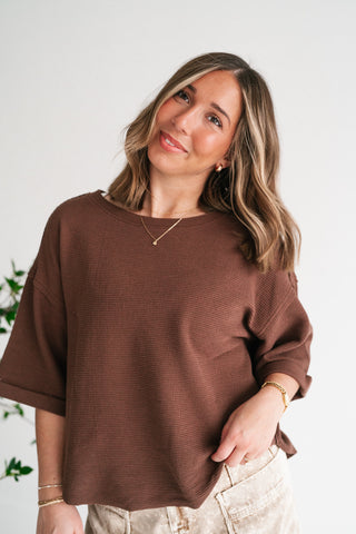 Birchwood Waffle Knit Top - Brown