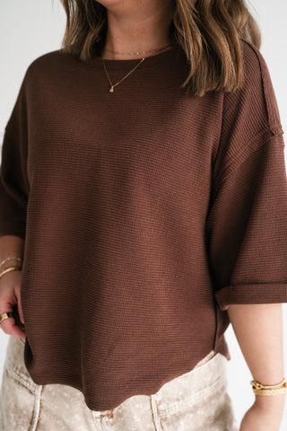 Birchwood Waffle Knit Top - Brown