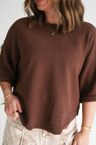 Birchwood Waffle Knit Top - Brown