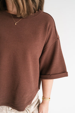 Birchwood Waffle Knit Top - Brown