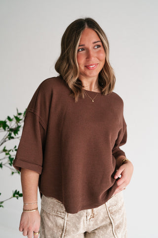 Birchwood Waffle Knit Top - Brown