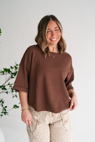 Birchwood Waffle Knit Top - Brown