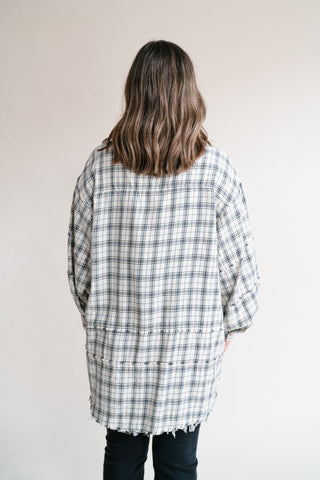 Everyday Plaid Button-Up Oversized Flannel - Natural