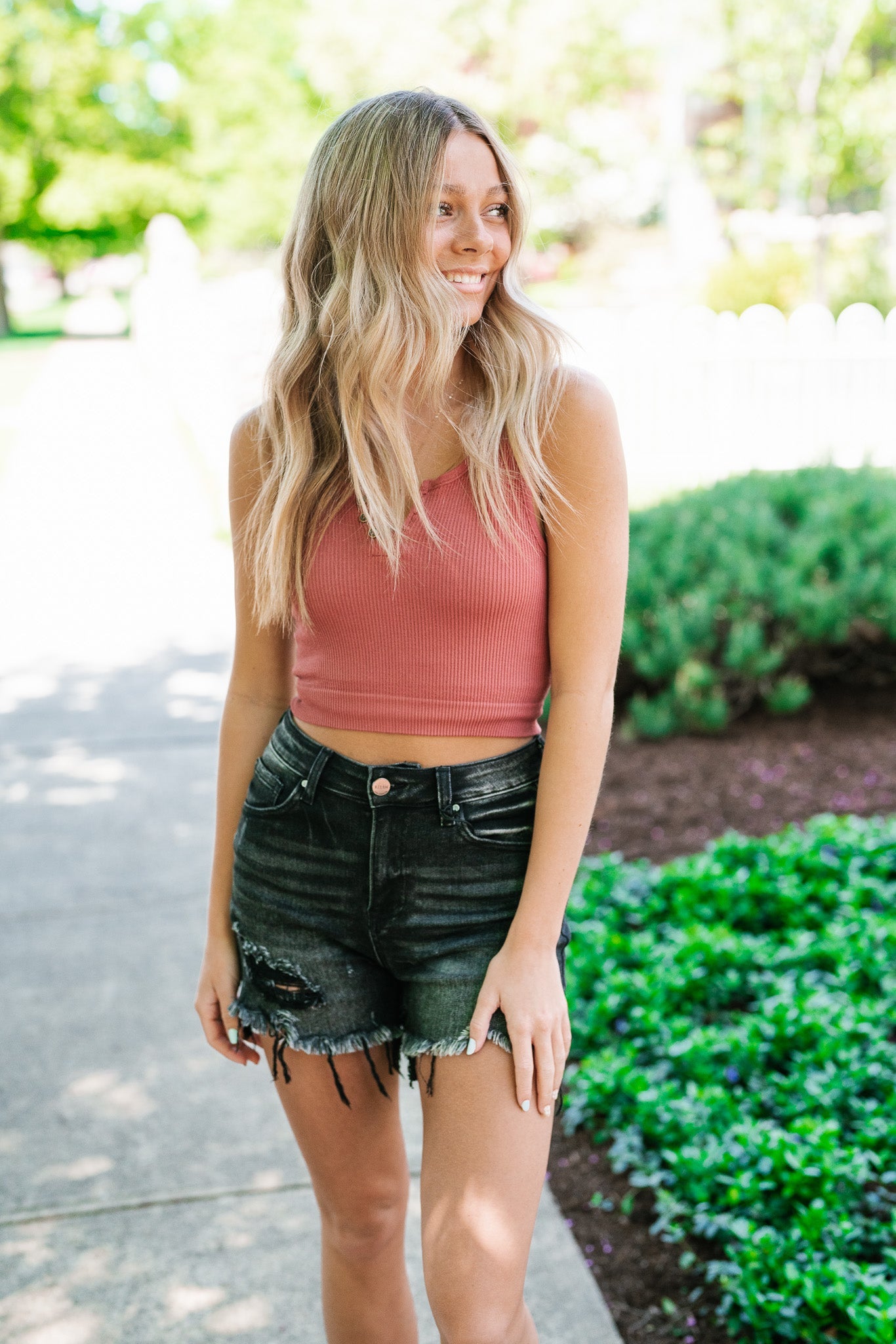 Lazy Day Ribbed Tank - Ruby