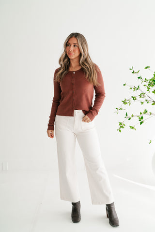 Spicewood Ribbed Knit Button-Up Cardigan