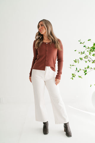 Spicewood Ribbed Knit Button-Up Cardigan