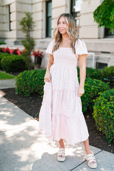 In Full Bloom Floral Puff Sleeve Maxi Dress