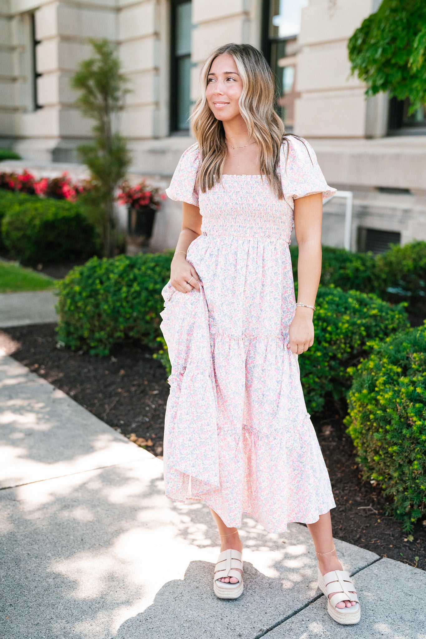 In Full Bloom Floral Puff Sleeve Maxi Dress