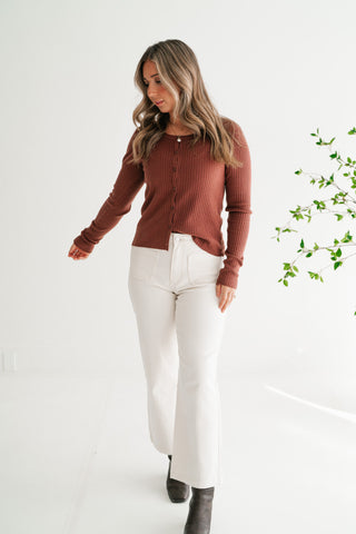Spicewood Ribbed Knit Button-Up Cardigan