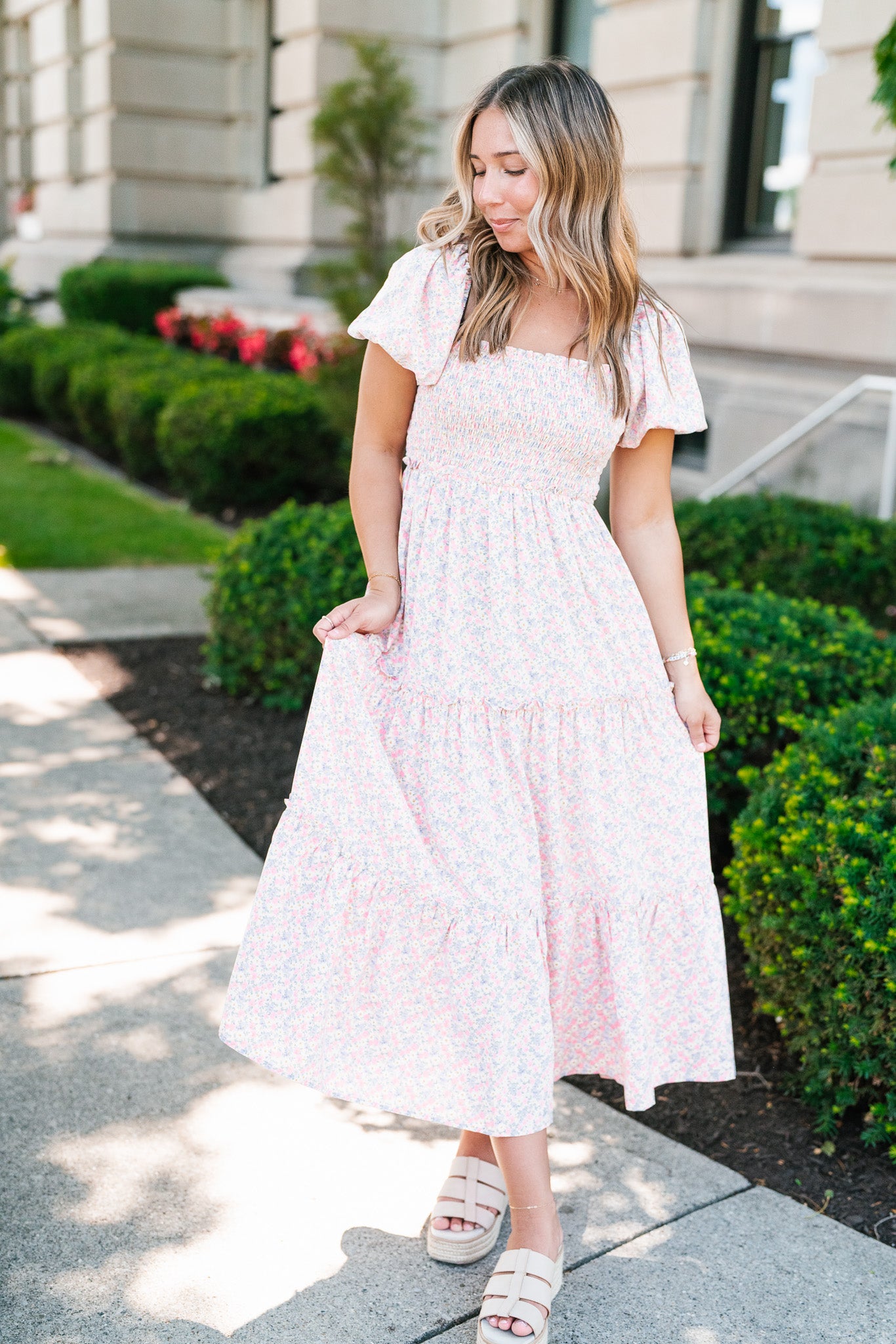 In Full Bloom Floral Puff Sleeve Maxi Dress