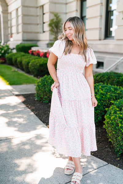 In Full Bloom Floral Puff Sleeve Maxi Dress