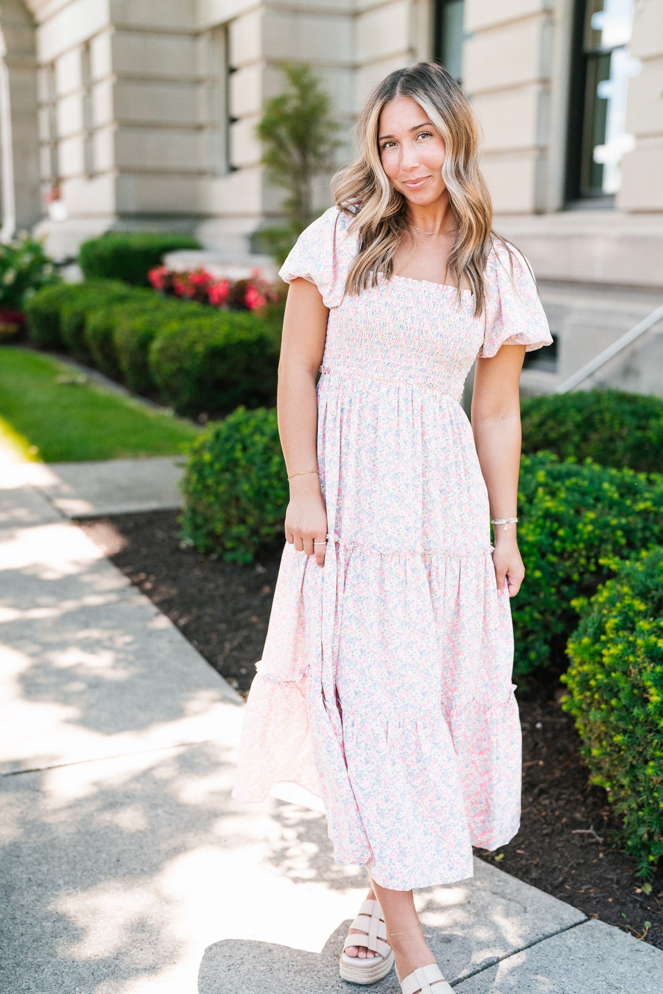 In Full Bloom Floral Puff Sleeve Maxi Dress