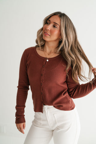 Spicewood Ribbed Knit Button-Up Cardigan