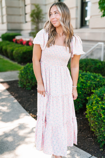 In Full Bloom Floral Puff Sleeve Maxi Dress