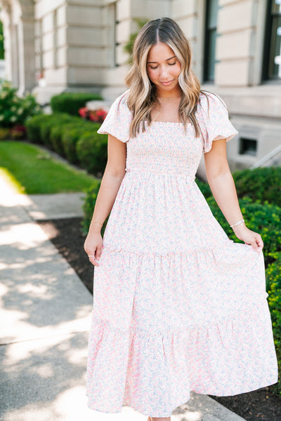 In Full Bloom Floral Puff Sleeve Maxi Dress