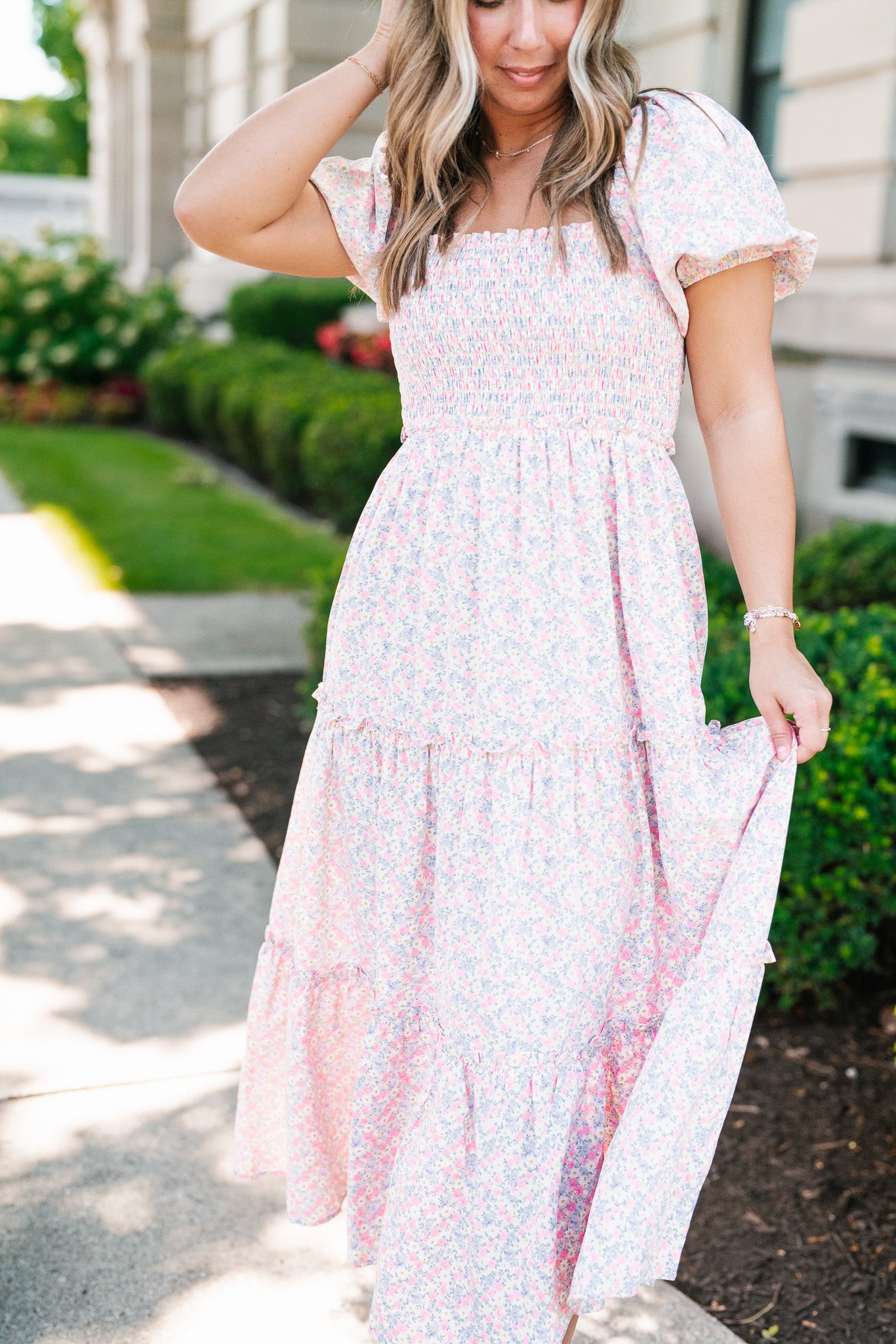 In Full Bloom Floral Puff Sleeve Maxi Dress