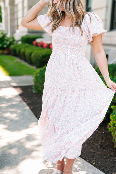 In Full Bloom Floral Puff Sleeve Maxi Dress