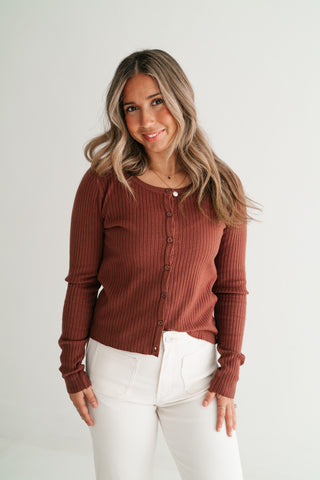 Spicewood Ribbed Knit Button-Up Cardigan