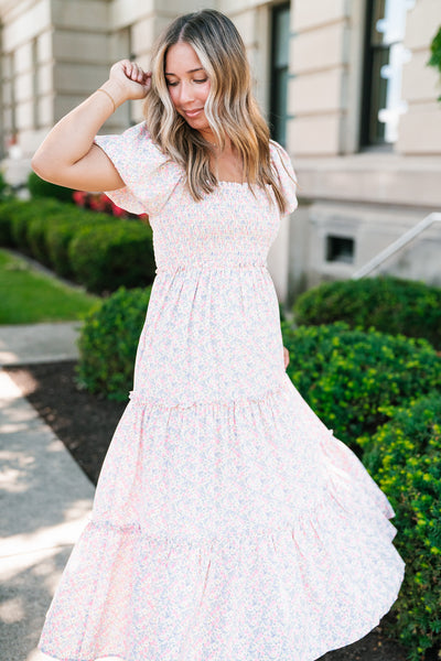 In Full Bloom Floral Puff Sleeve Maxi Dress