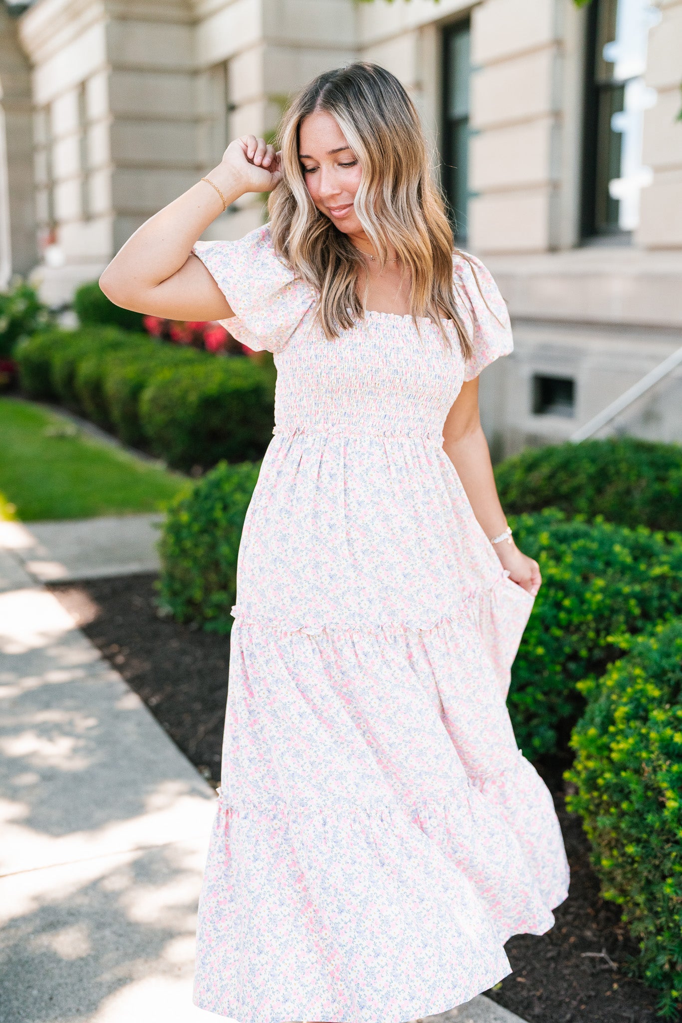 In Full Bloom Floral Puff Sleeve Maxi Dress