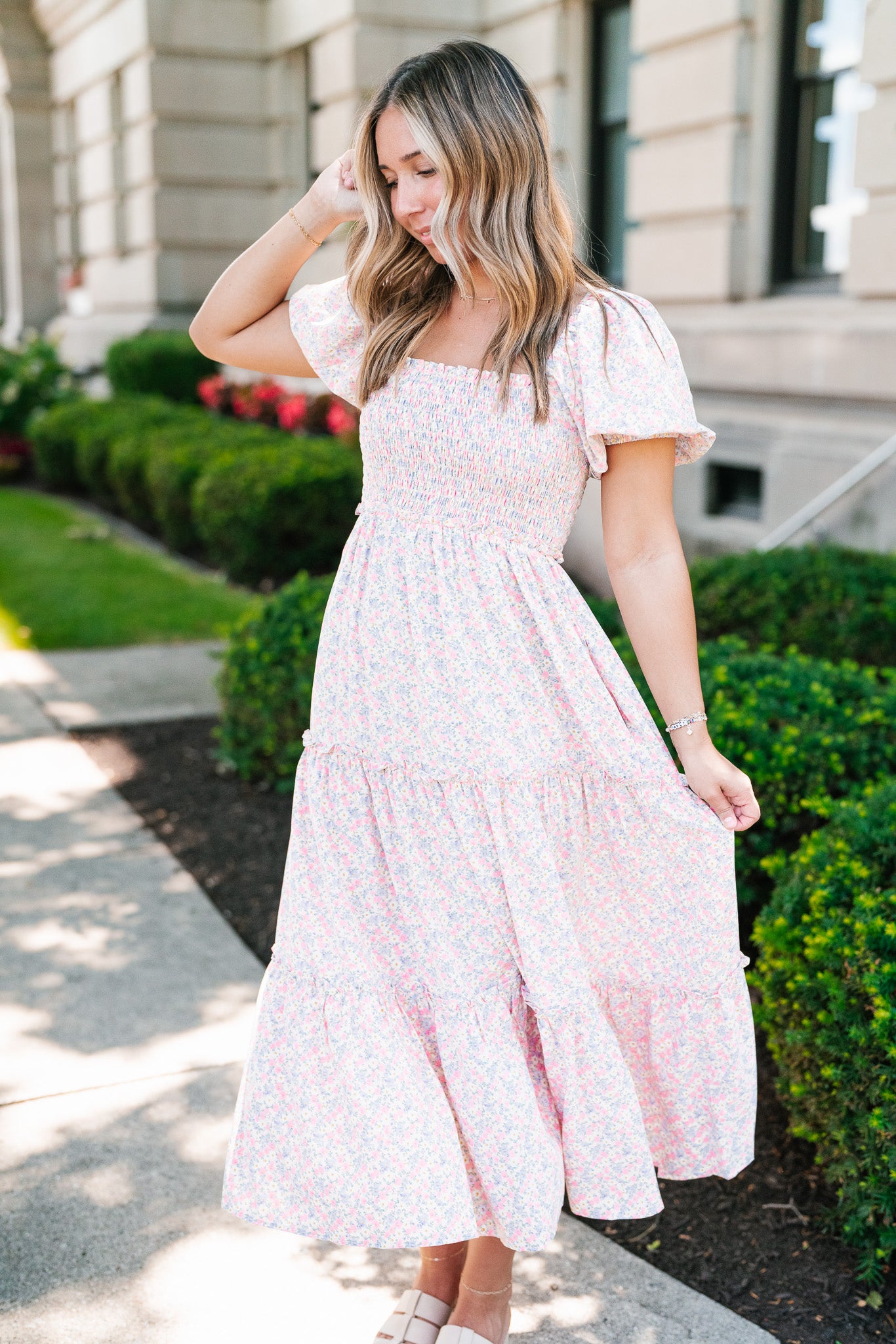 In Full Bloom Floral Puff Sleeve Maxi Dress